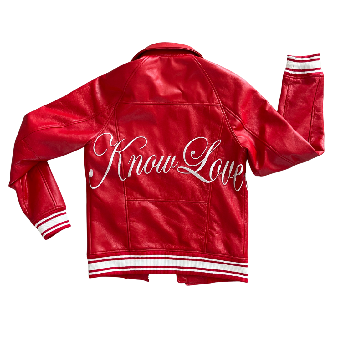 ‘know God know Love’ racer jacket